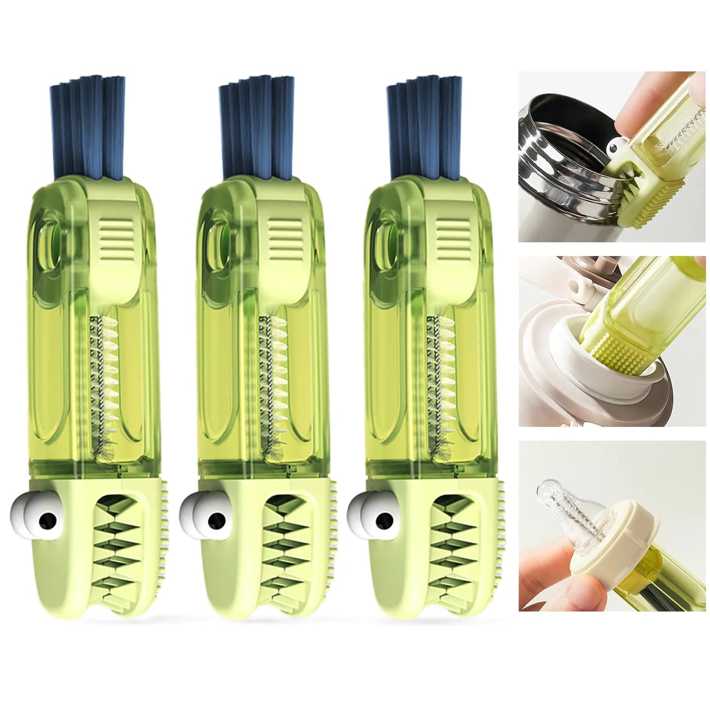 4 in 1 Cup Lid Cleaning Brush Cup Crevice Cleaning Tools Easy to Clean and Storage Cup Lid Gap Cleaner Multifunctional Bottle Cleaning Brush Home Kitchen Cleaning Tools - 3Pcs